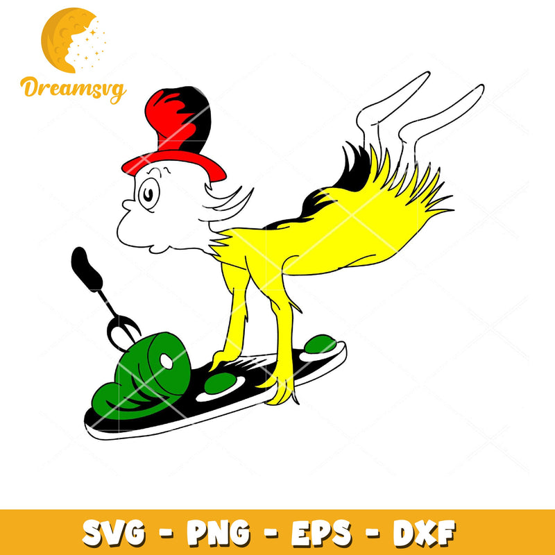 Whimsical Cartoon Character on a Green Skateboard SVG File