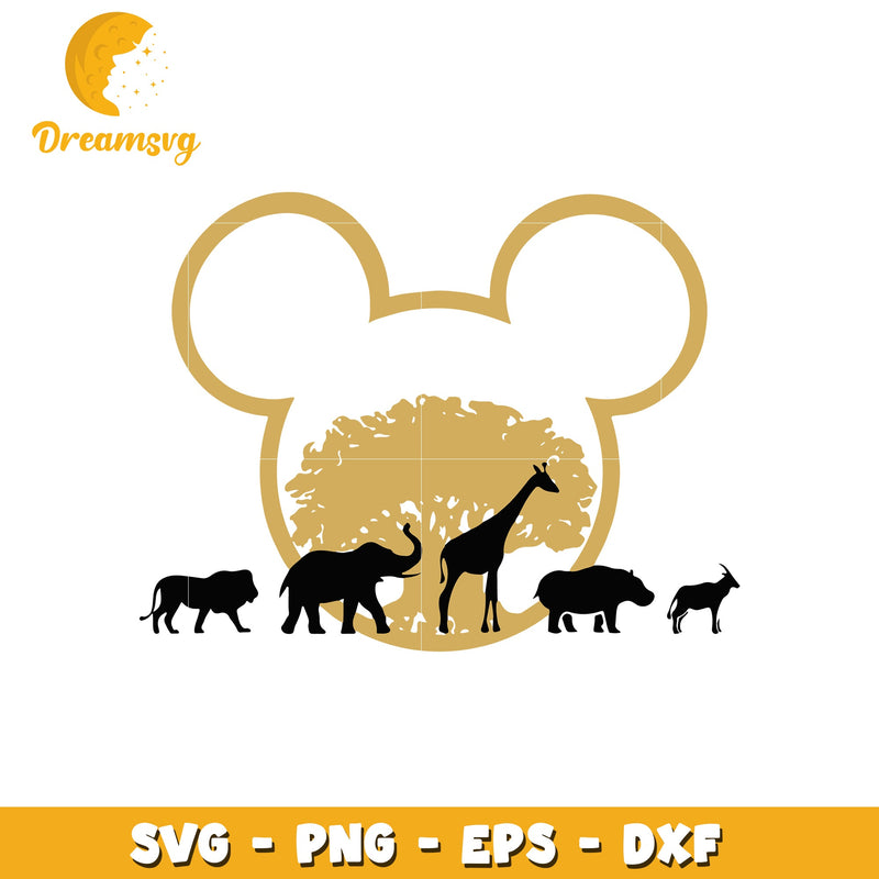 Wild animal mickey head svg, wild animal svg, mickey svg