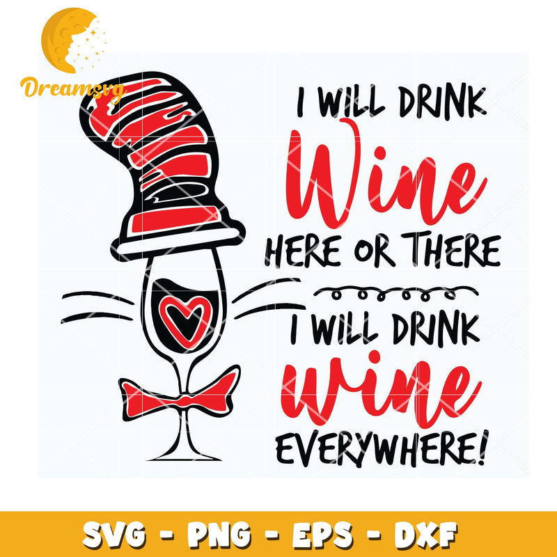 Wine SVG Cat in the Hat Design