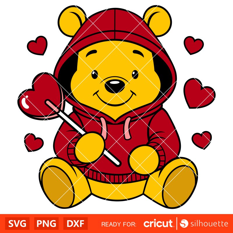 Winnie the Pooh Valentine Day Svg, Winnie the Pooh Candy Heart Svg