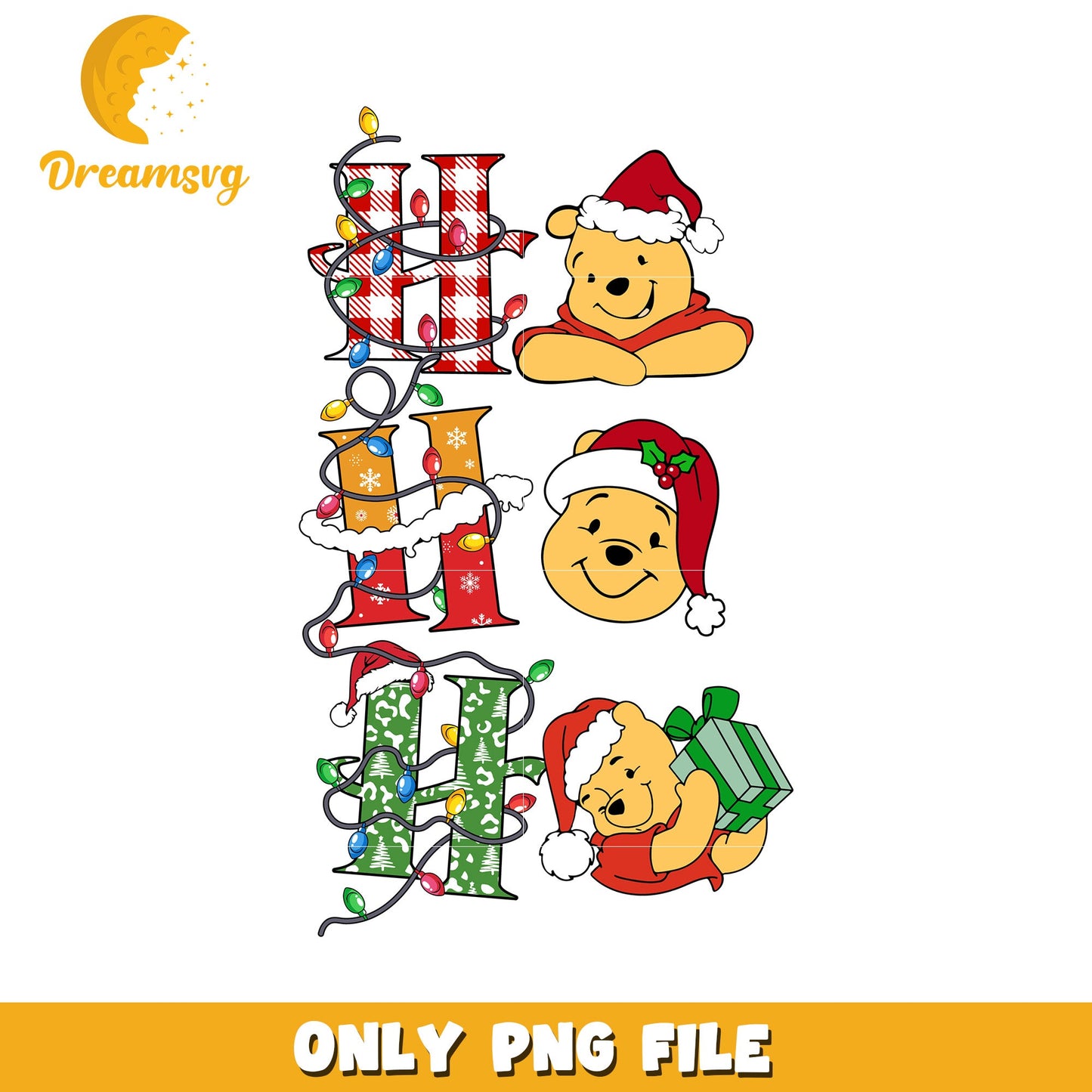 Winnie the Pooh Christmas PNG Ho Ho Ho Design File