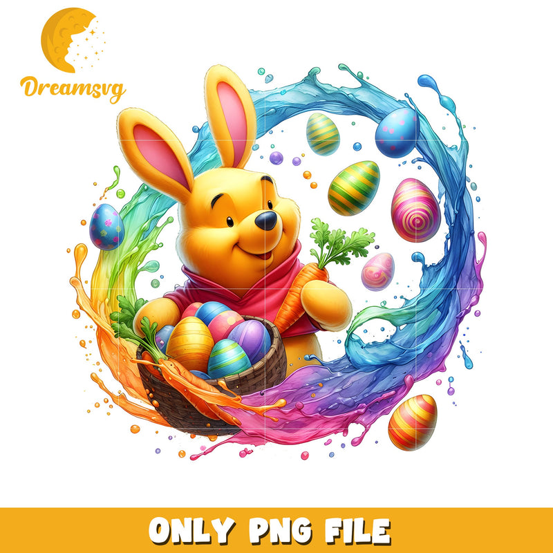 Winnie the pooh eggs design png, easter bunny png, disney character png