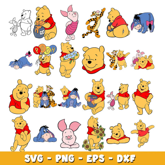 Baby Winnie the Pooh and friends bundle svg, Winnie the Pooh svg, Disney svg, Digital download