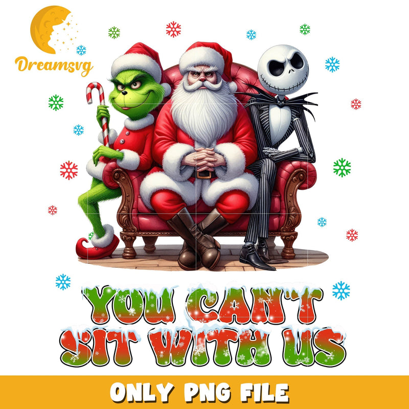 You can't sit with us grinch christmas png, the grinch cartoon png