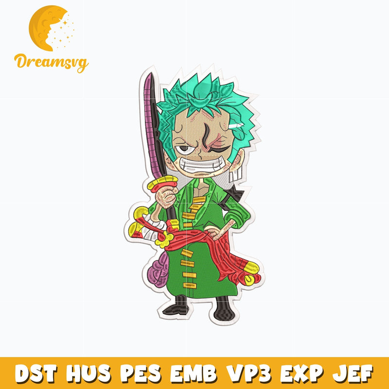 Zoro chibi embroidery design