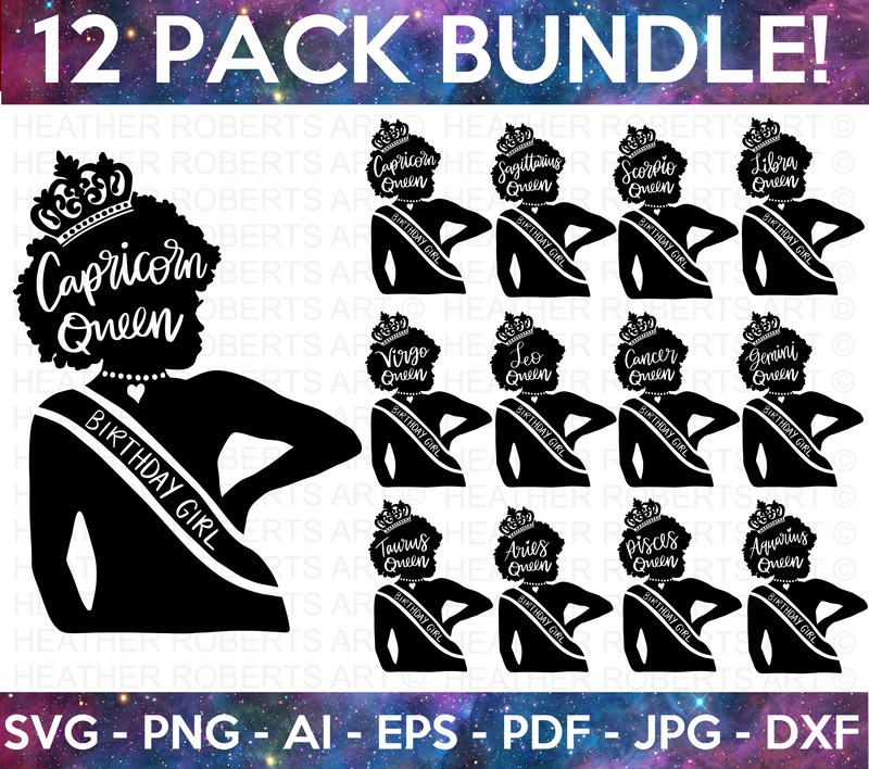 Zodiac Birthday Queens SVG Bundle