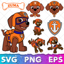 Zuma 8 Cliparts Bundle, Zuma Paw Patrol SVG Cut Files For Cricut & Silhouette, SVG, PNG, DXF, instant download