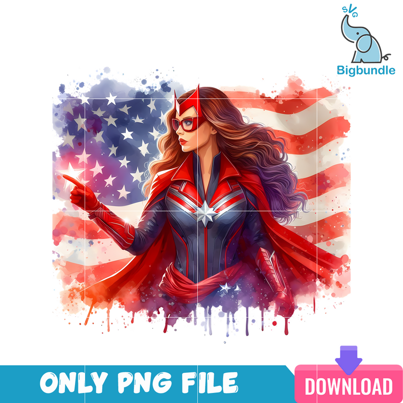 Woman Captain Marvel American 4th Of July PNG