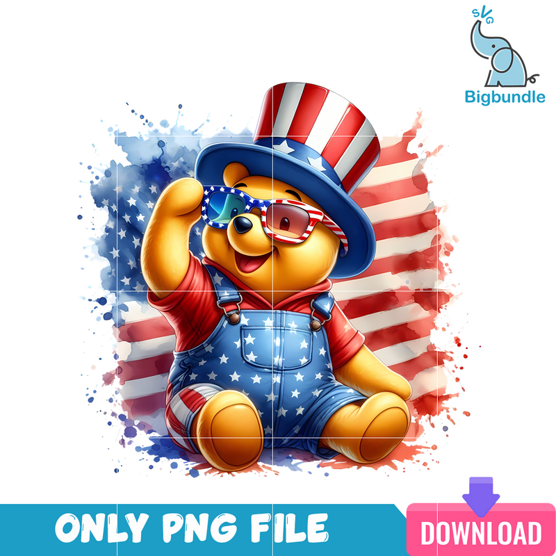 Winnie The Pooh American 4th Of July PNG