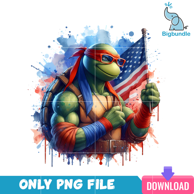 Ninja Raphael American 4th Of July PNG