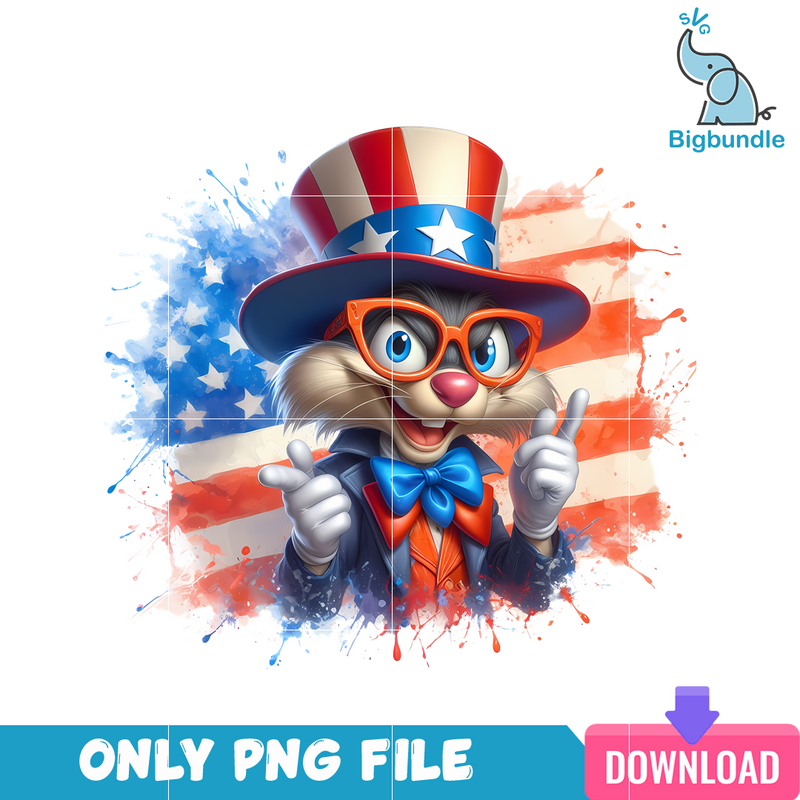 Old Bunny American 4th Of July PNG