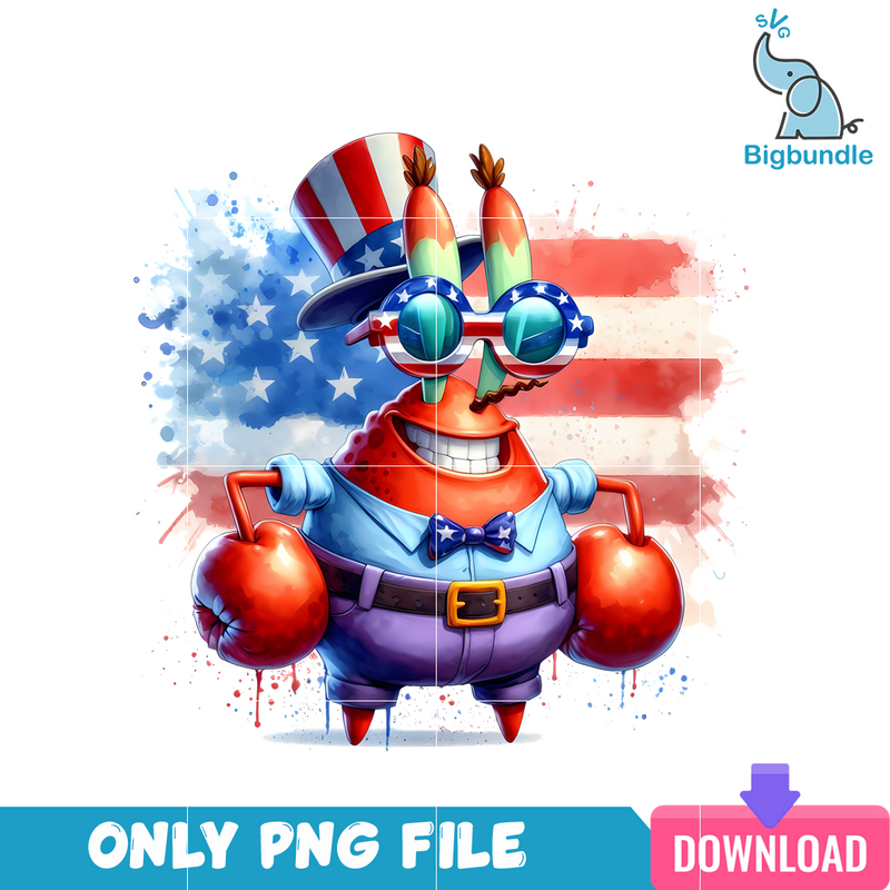 Mr.Krabs American 4th Of July PNG