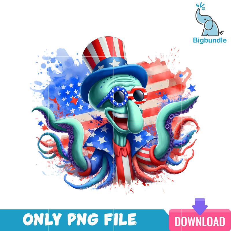 Squidward American 4th Of July PNG