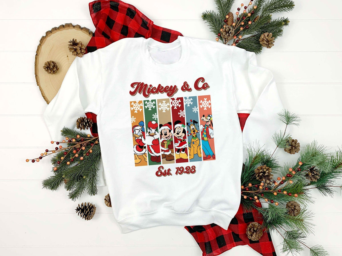 Mickey & Co Est.1928 PNG, Mickey Mouse Christmas PNG File.