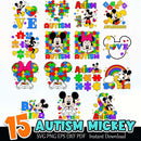 Autism Mickey SVG PNG EPS DXF PDF Bundle Instant Download