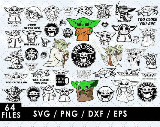 Baby Yoda Outline SVG, Outline Baby Yoda SVG For Cricut, Baby Yoda PNG Transparent