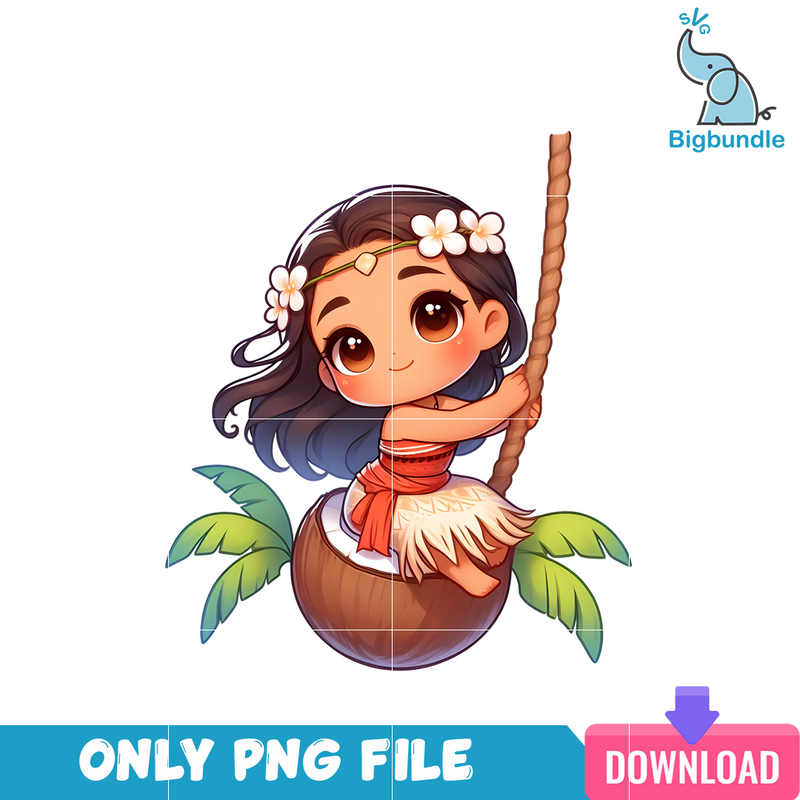 Moana And Coconut Disney Princess Chibi PNG