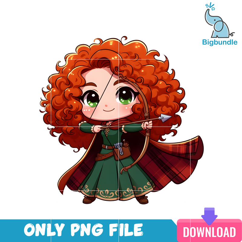 Merida Brave Disney Princess Chibi PNG