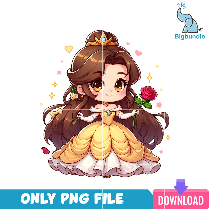 Belle And Rose Disney Princess Chibi PNG