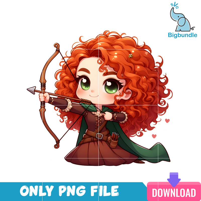 Merida Disney Princess Chibi PNG