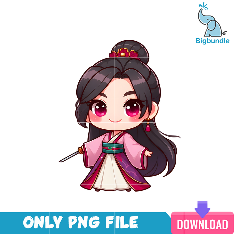 Mulan Disney Princess Chibi PNG