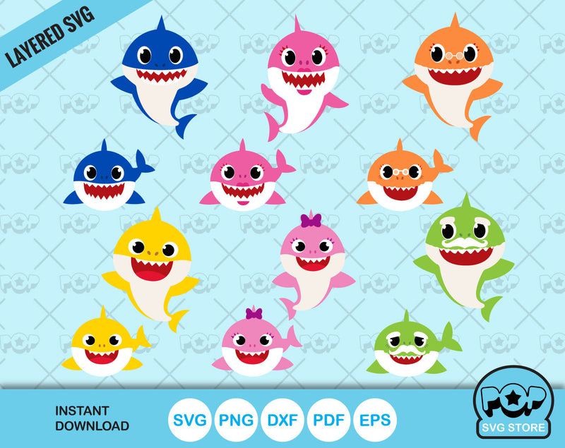 Baby Shark clipart bundle, SVG cut files for Cricut / Silhouette, SVG, PNG, DXF, instant download