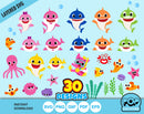 Baby Shark clipart bundle, Baby Shark svg cutting files for Cricut / Silhouette, Baby Shark png, instant download