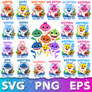 Baby Shark SVG Bundle +500 Files, Family Baby Shark Alphabet SVG, Cartoon Family Shark PNG Files, For Cricut and Silhouette