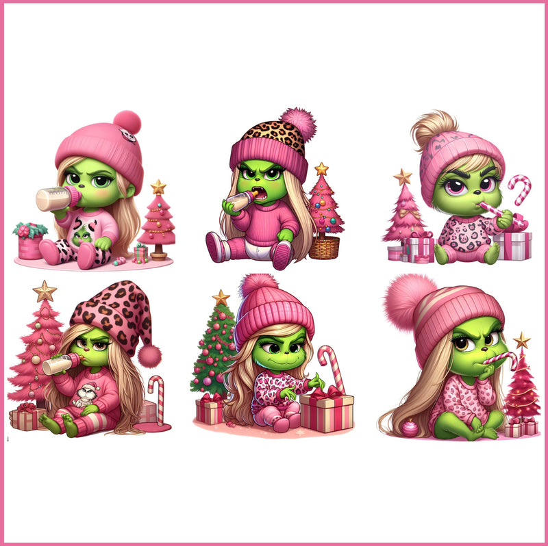 Boujee Baby Grinch, cute grinchmas png bundle