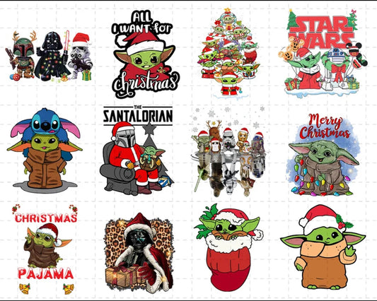 25+ Christmas Baby Yoda Bundle Svg, Christmas Baby Yoda Svg, Baby Grogu, Christmas digital bundle, PNG formats, Digital files