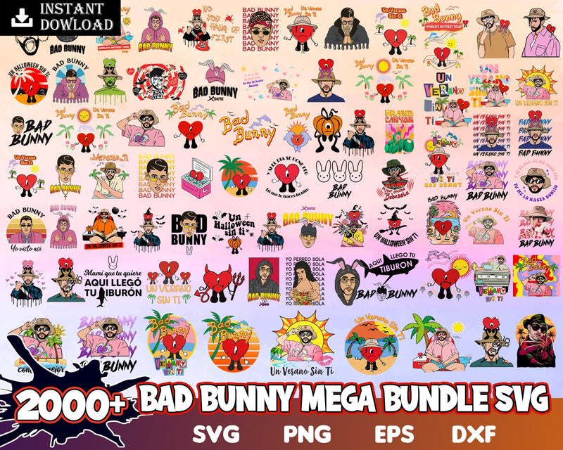 2000+ Bad Bunny, Bad Bunny digital designs, Bad Bunny svg, png, eps, dxf, Digital download.