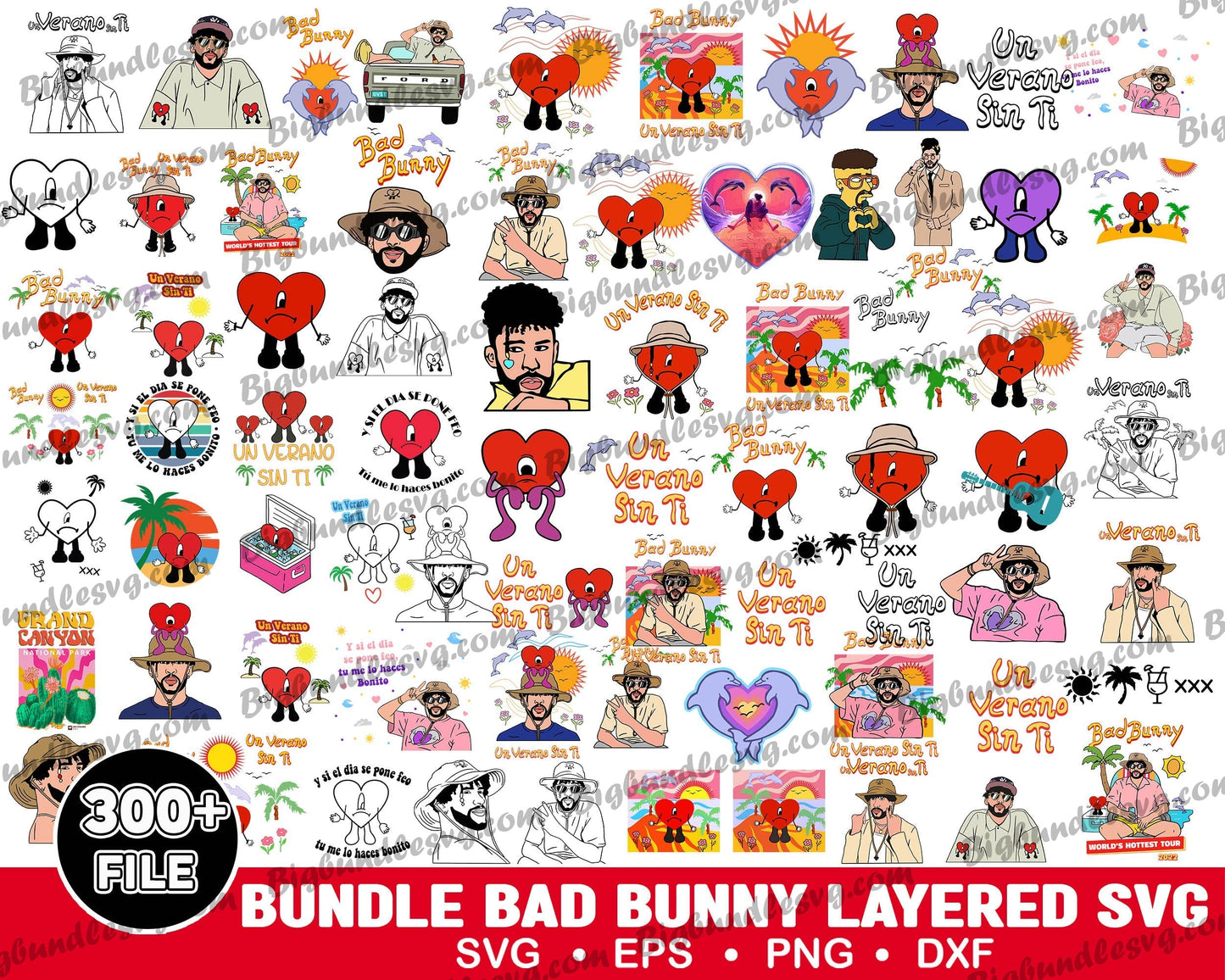 300+ Bad Bunny SVG, Bundle bad bunny layered svg