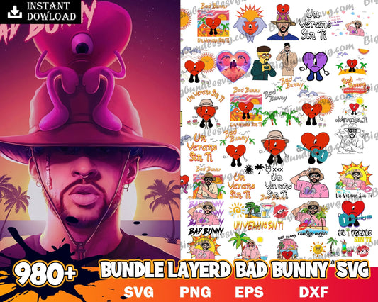 980+ Bad Bunny SVG, Bundle bad bunny layered svg