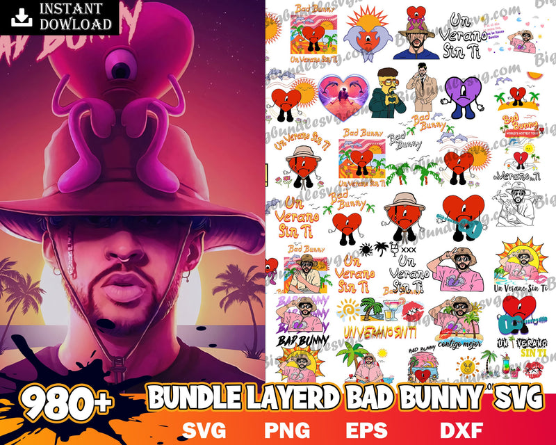 980+ Bad Bunny SVG, Bundle bad bunny layered svg