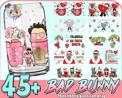 45+ Christmas Bad Bunny Glass Can Wrap Png, Coffee Bad Bunny 16oz Png, Merry Christmas Tumbler Png, Baby Benito Png, Wrap Digital Download CRM10112201