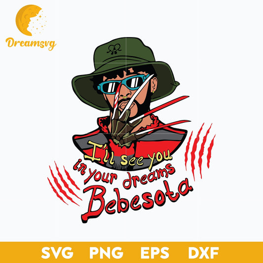 Bad Bunny Halloween Svg, Freddy Krueger Bad Bunny Svg, Halloween Svg, png, dxf, eps digital file