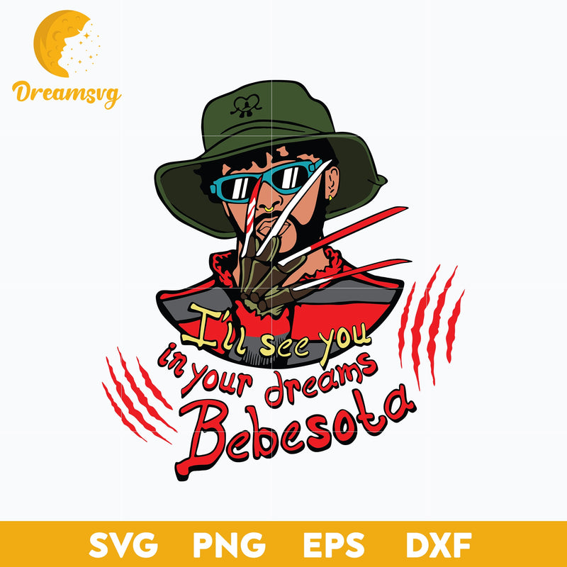 Bad Bunny Halloween Svg, Freddy Krueger Bad Bunny Svg, Halloween Svg, png, dxf, eps digital file