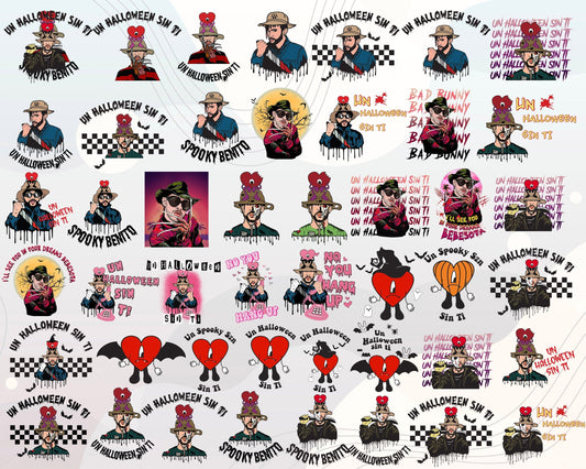 90+ Bad Bunny Halloween, Bad Bunny Horror only PNG, Bad Bunny Png, Digital horror download.