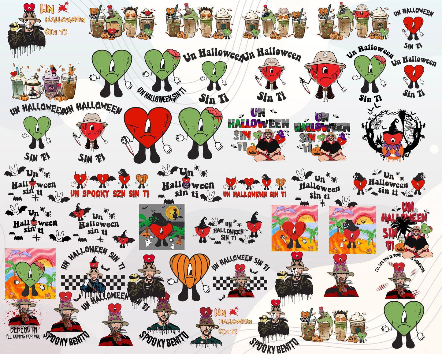 90+ Bad Bunny Halloween, Bad Bunny Horror only PNG, Bad Bunny Png, Digital horror download.