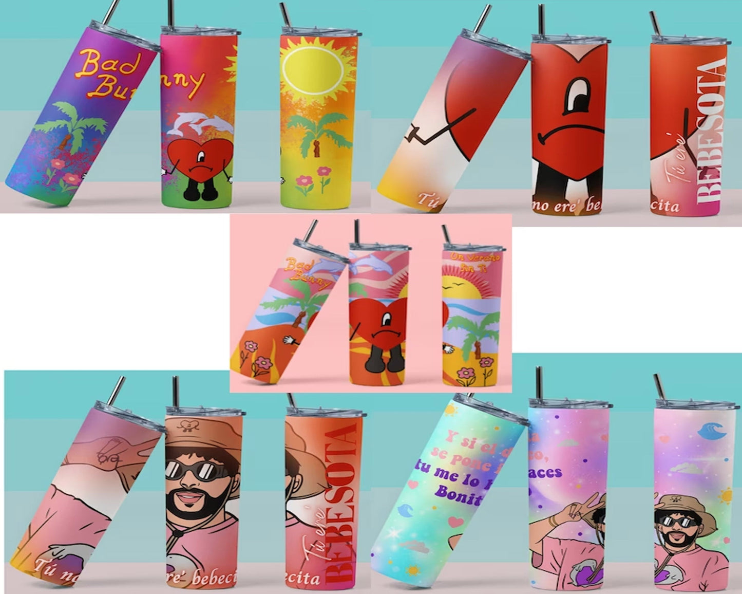 Bad Bunny 20 oz skinny tumbler | Un verano sin ti | Tumbler | Mug | Gift | Cute Tumbler | 20 oz | Despues de la playa