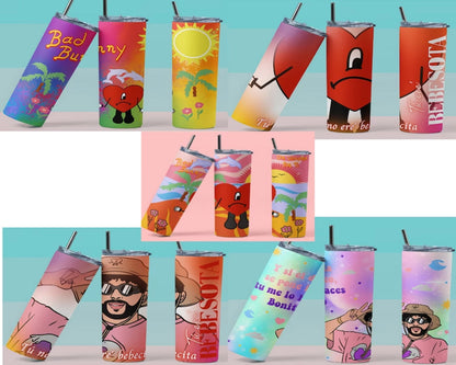 Bad Bunny 20 oz skinny tumbler | Un verano sin ti | Tumbler | Mug | Gift | Cute Tumbler | 20 oz | Despues de la playa