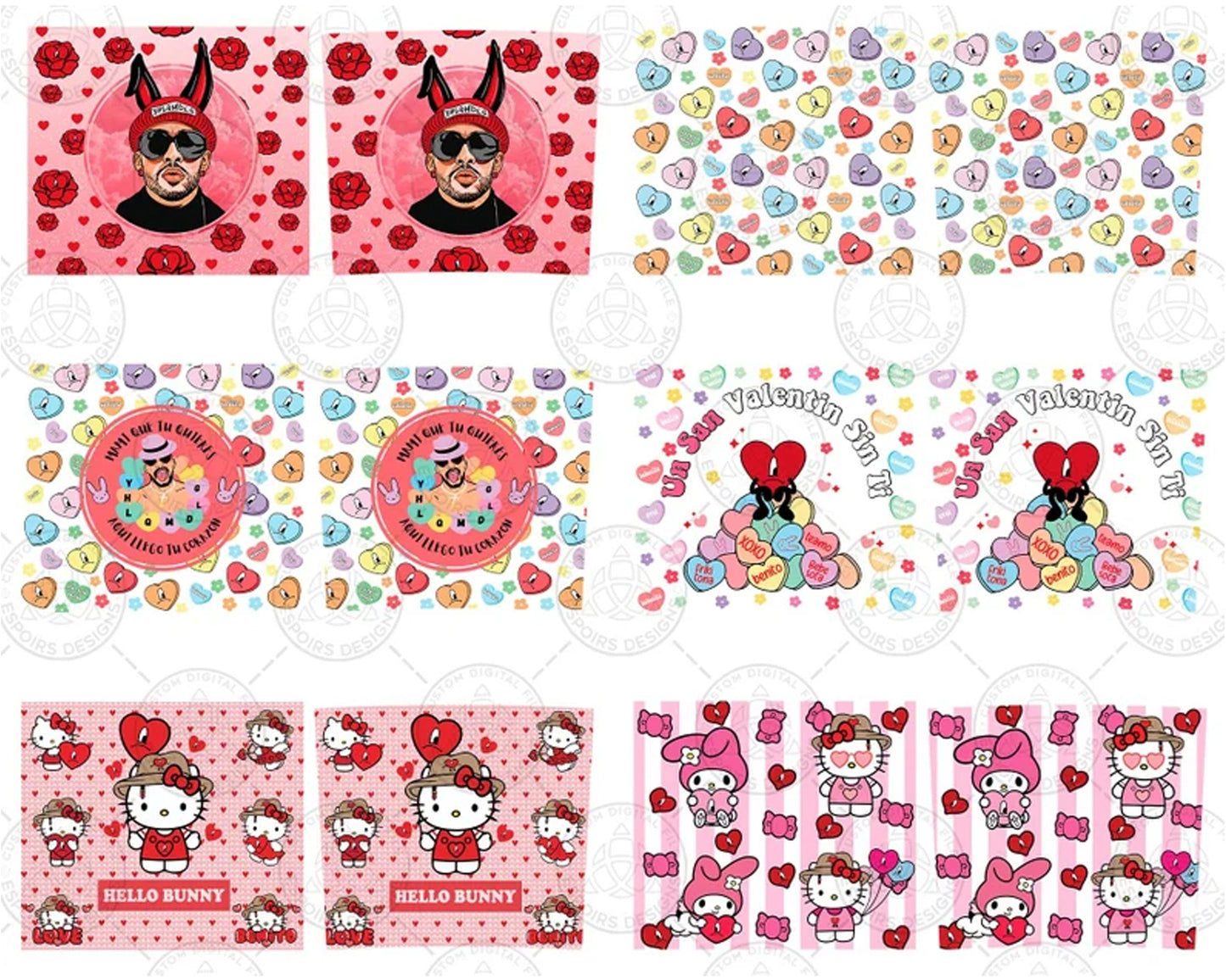 Valentine Bad Bunny Glass Tumbler, Valentine 20oz Tumbler, Trendy Valentine Png,Valentine Benito Png
