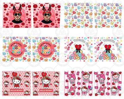 Valentine Bad Bunny Glass Tumbler, Valentine 20oz Tumbler, Trendy Valentine Png,Valentine Benito Png