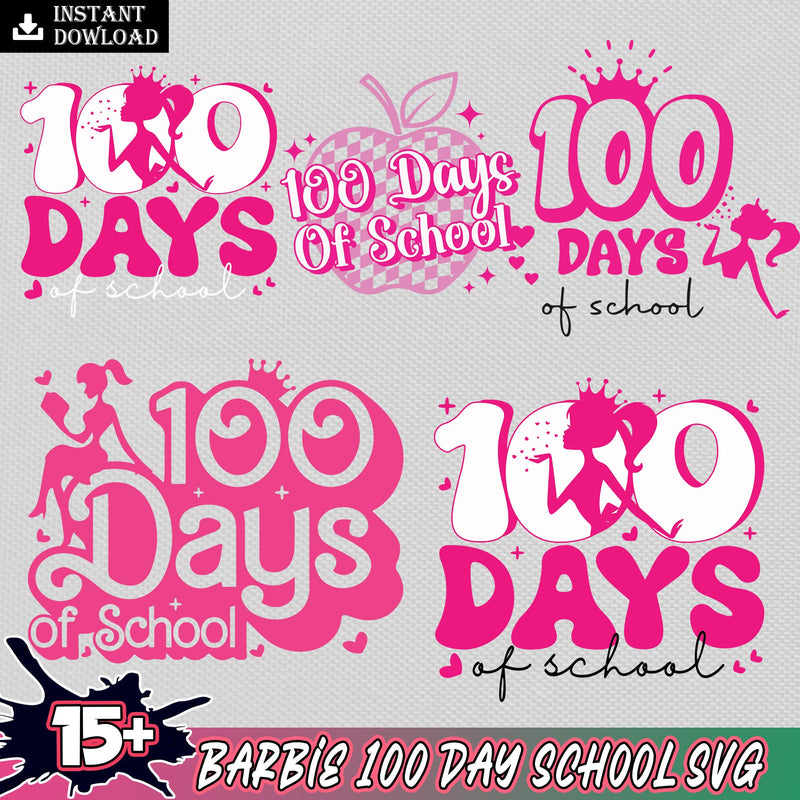 Barbie 100 day school bundle svg