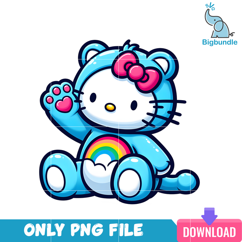 Hello Kitty Blue Care Bear PNG