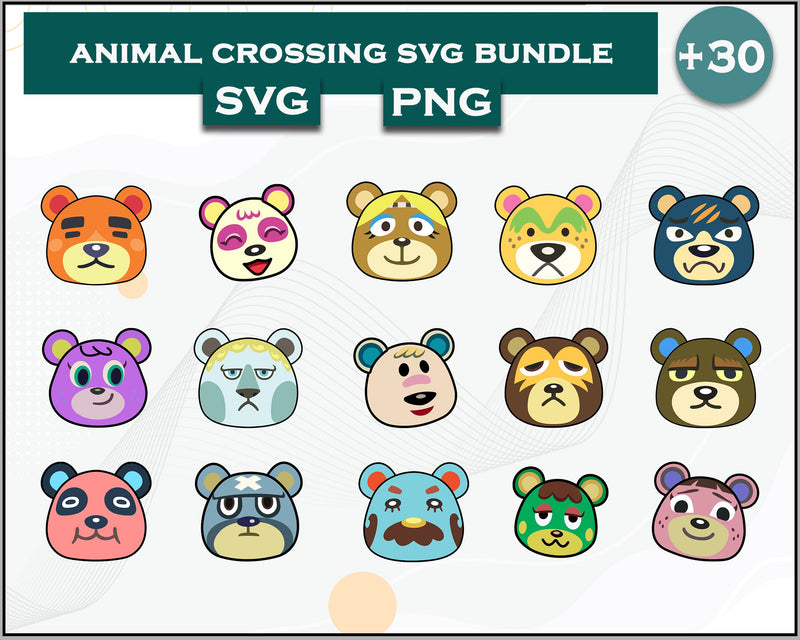 30+ Bear Svg Bundle, Animal Crossing Svg Bundle, Animal Crossing Svg, Cartoon svg, png, digital file