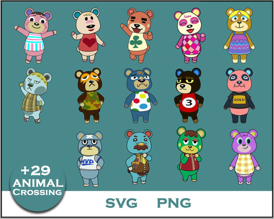 29+ Bears Svg Bundle, Animal Crossing Svg Bundle, Animal Crossing Svg, Cartoon svg, png, digital file