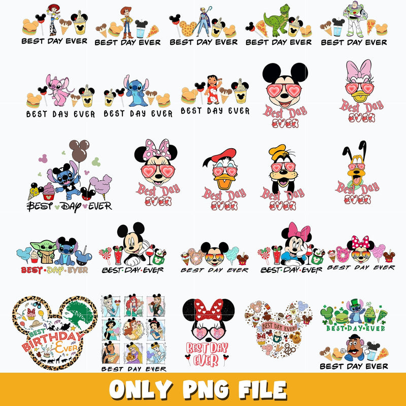 Mickey Best Day Ever bundle png, Disney png, Digital download