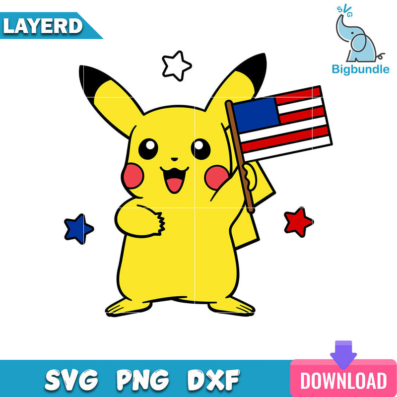 Patriotic Pikachu Svg, 4th Of July Svg, Pokemon Svg, SG19062337