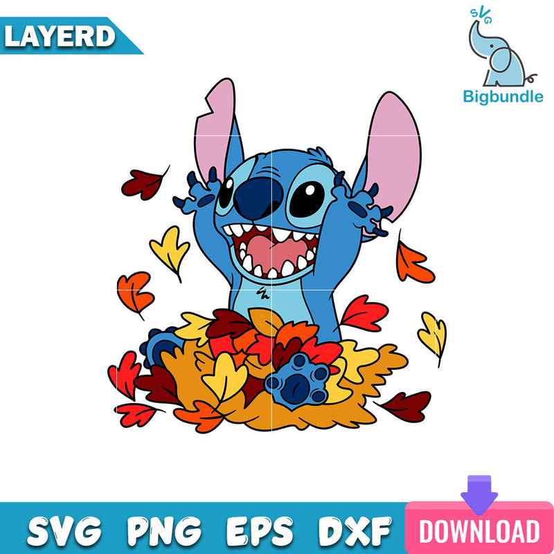 Stitch Autumn Leaves Svg, Stitch Svg, Instant Download, SG20062354